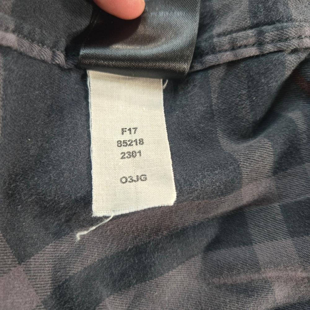 Black Diamond Mens Plaid Flannel Button Down Shirt Grey Black Orange Medium - Picture 16 of 16